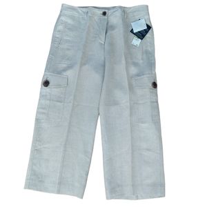 NWT Anne Klein Flax Linen Cargo Pants